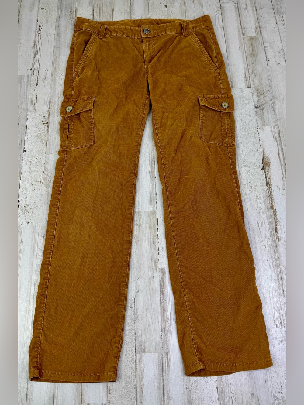 REI Pants Womens 6P (32x30) Tan Corduroy Cargo Pockets Outdoors